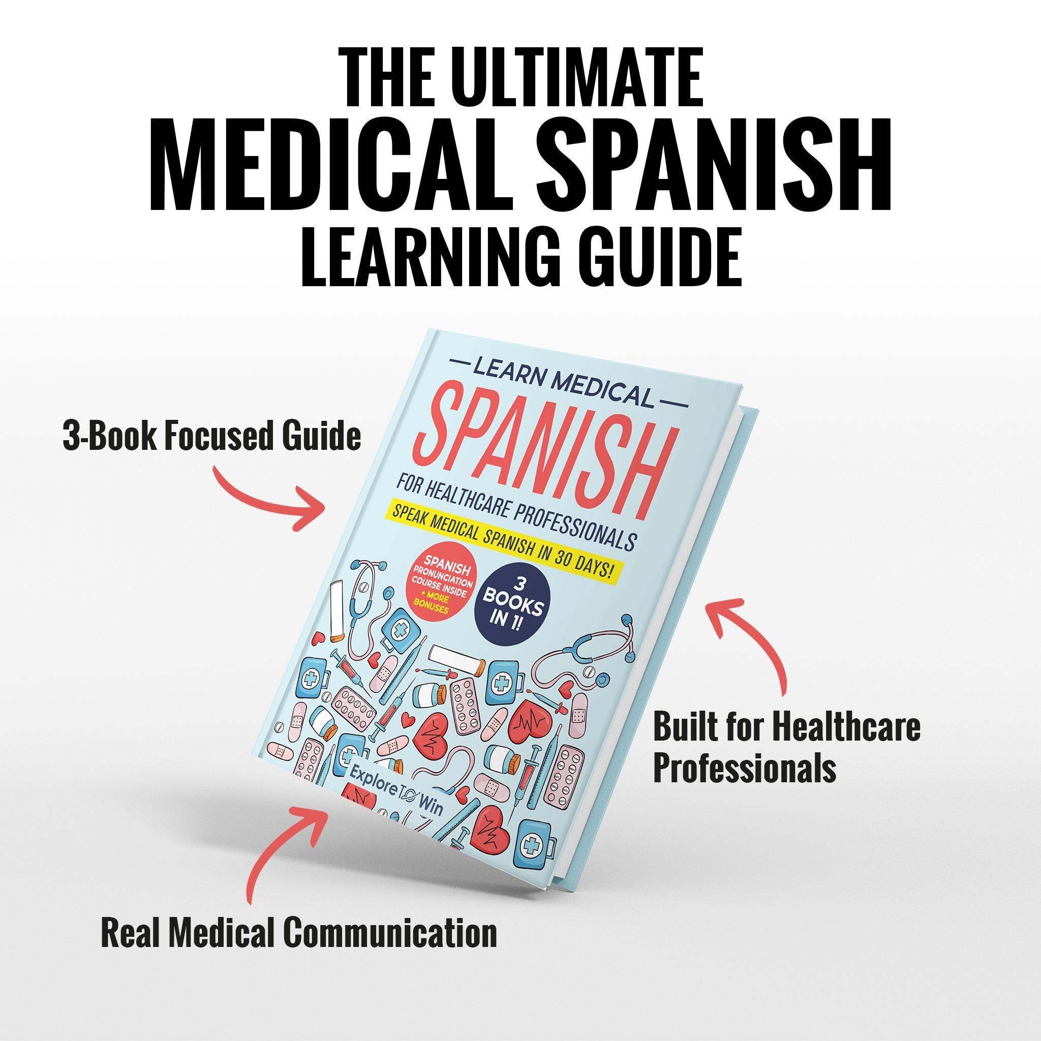 Learn Medical Spanish For Healthcare Professionals: 3 Books in 1 + Visual Dictionary (Pocket-sized): Speak Medical Spanish in 30 Days!