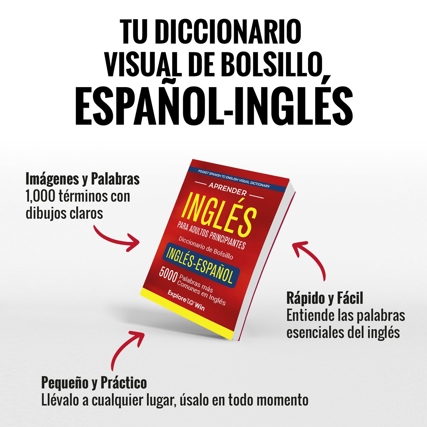 Aprender inglés para adultos principiantes 100 Flashcards Físicas + Audios + eBook | Habla Inglés Rápido en 30 Días