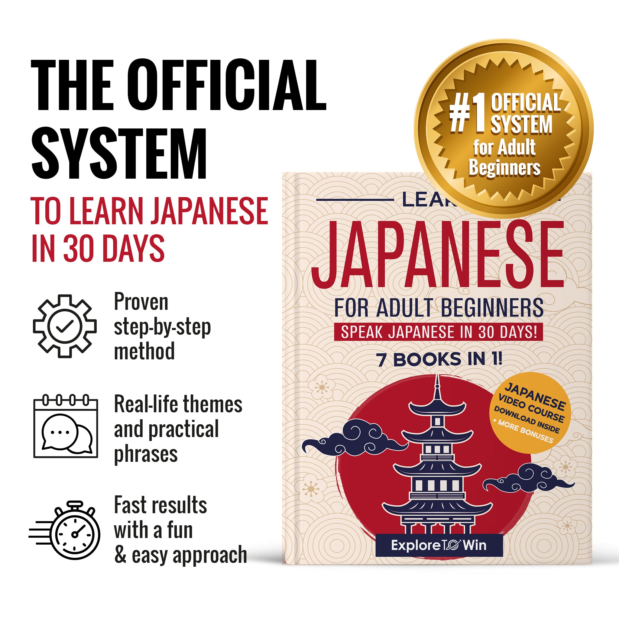 Learn Japanese for Adult Beginners: 7 Books in 1 + 100 Flashcards + Bookmark: Speak Japanese In 30 Days!