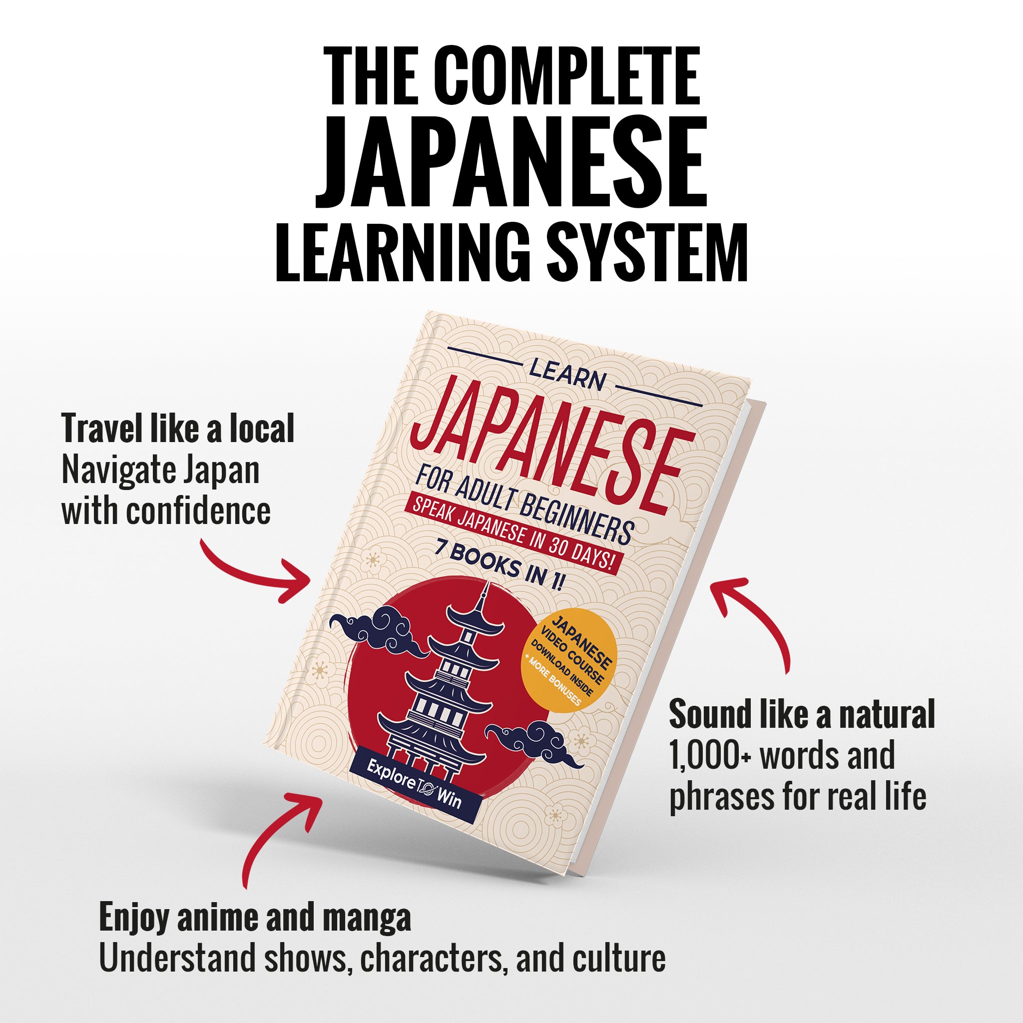 Learn Japanese for Adult Beginners: 7 Books in 1 + 100 Flashcards + Bookmark: Speak Japanese In 30 Days!