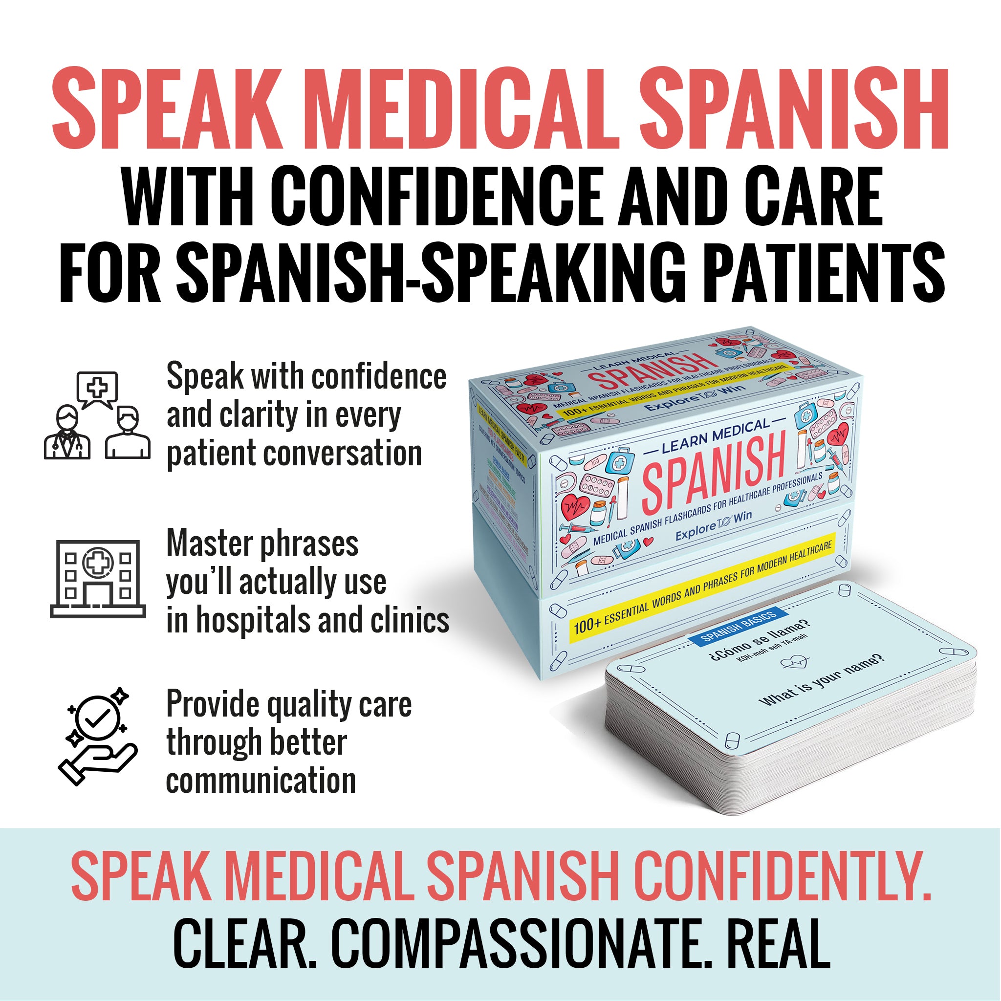 Learn Medical Spanish For Healthcare Professionals: 7 Books in 1 + 100 Flashcards + Bookmark: Speak Medical Spanish in 30 Days!