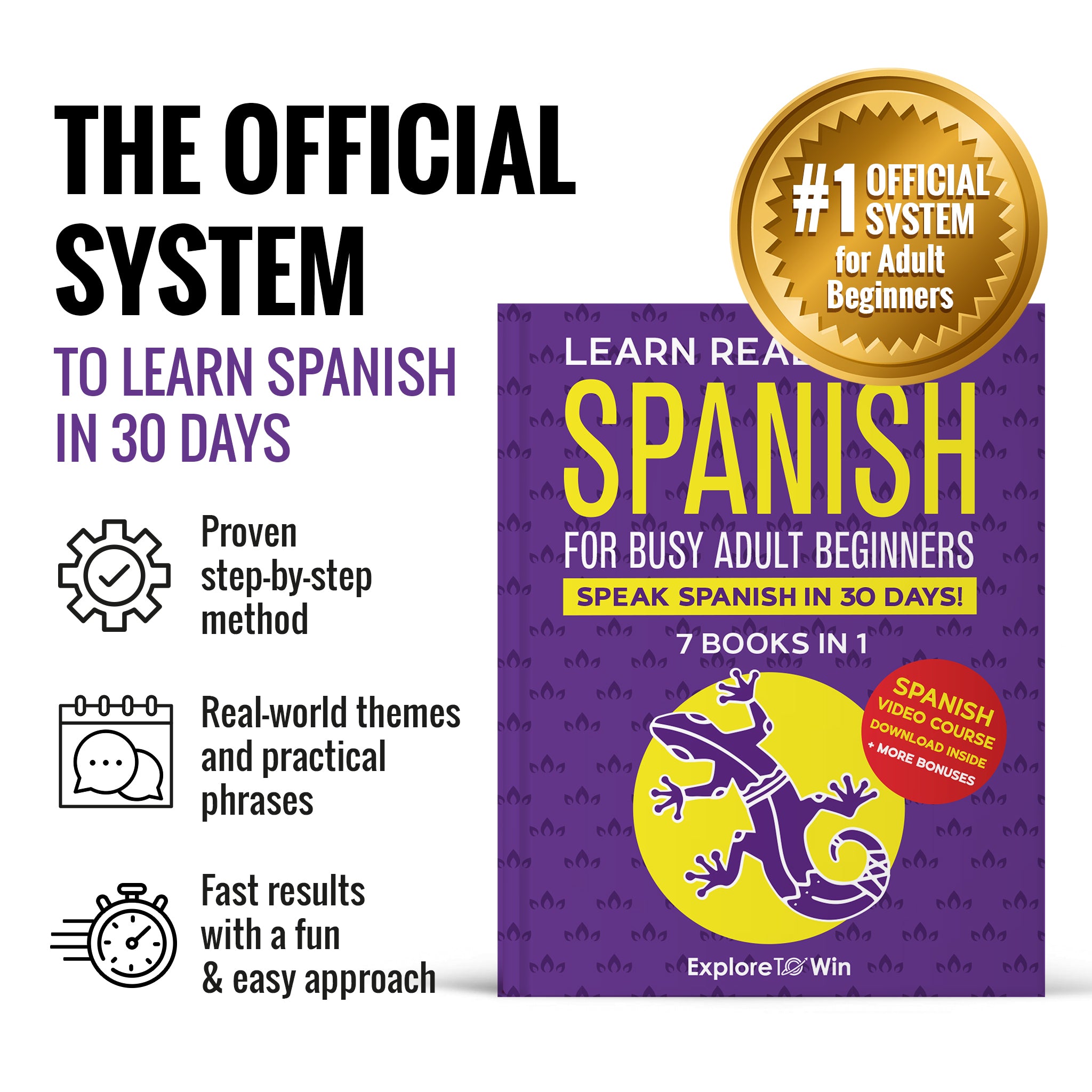 Learn Real-World Spanish for Adult Beginners: 7 Books in 1 + 100 Flashcards + Bookmark: Speak Spanish In 30 Days!