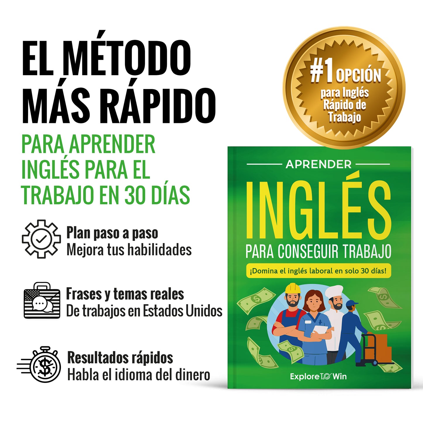Aprender inglés para el lugar de trabajo: ¡Domina el inglés laboral en solo 30 días! – Incluye vocabulario esencial, frases para entrevistas y conversaciones reales para hispanohablantes