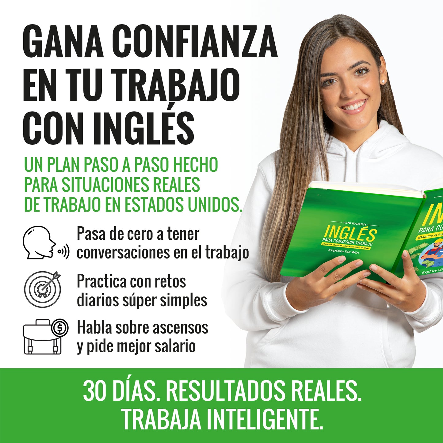 Aprender inglés para el lugar de trabajo: ¡Domina el inglés laboral en solo 30 días! – Incluye vocabulario esencial, frases para entrevistas y conversaciones reales para hispanohablantes