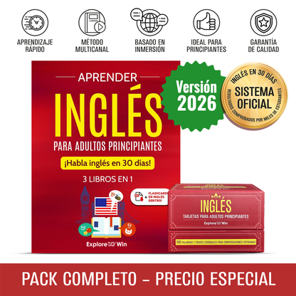 Aprender inglés para adultos principiantes: 3 libros en 1 + 100 Flashcards : ¡Habla inglés en 30 días! (Versión oficial 2026)