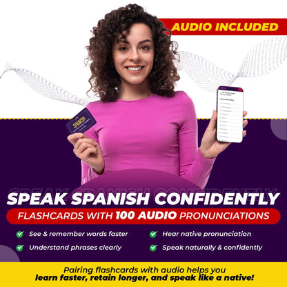 Spanish Flashcards for Adult Beginners: 100 Essential Words and Phrases for Everyday Conversation: Speak Spanish in 30 Days!