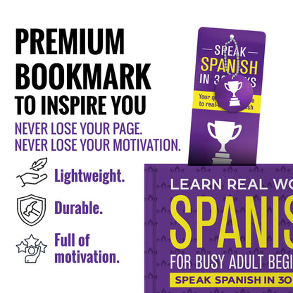 Learn Real-World Spanish for Adult Beginners: 7 Books in 1 + 100 Flashcards + Bookmark: Speak Spanish In 30 Days!