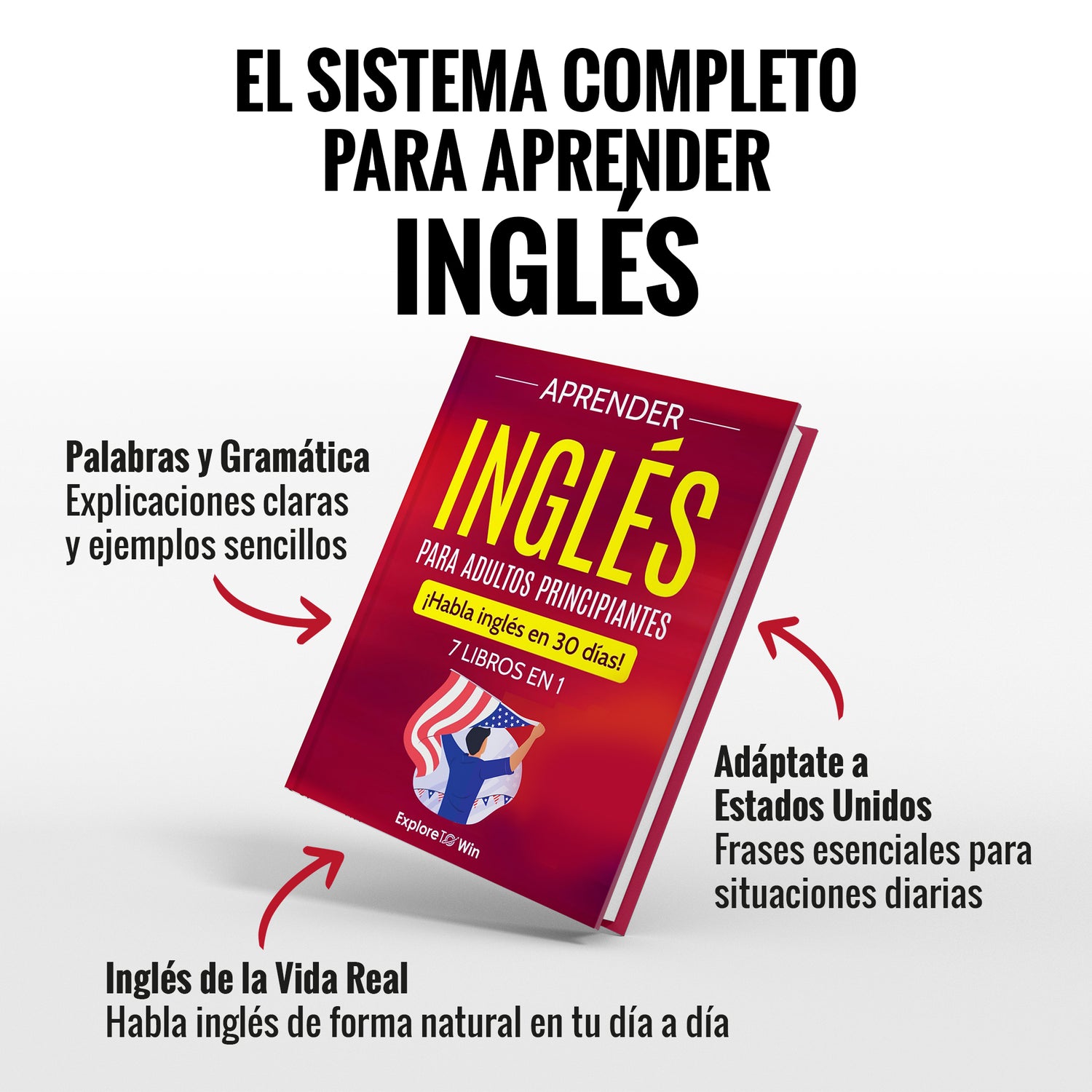 Aprender inglés para adultos principiantes: 7 libros en 1 + 100 Flashcards + Bookmark: ¡Habla inglés en 30 días! (Versión oficial 2025)