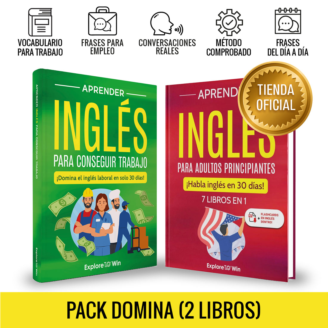 Aprender inglés para adultos principiantes: 7 libros en 1 + ¡Domina el inglés laboral: ¡Habla inglés en 30 días!