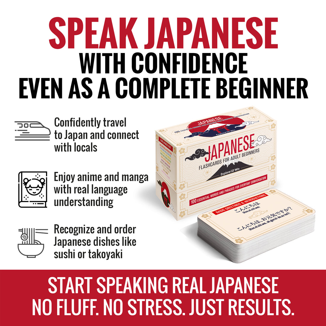 Tarjetas de vocabulario japonés para principiantes: 100 palabras y frases esenciales para la conversación diaria