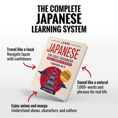 Learn Japanese for Adult Beginners: 7 Books in 1 + Japan Travel Guide: Speak Japanese In 30 Days!