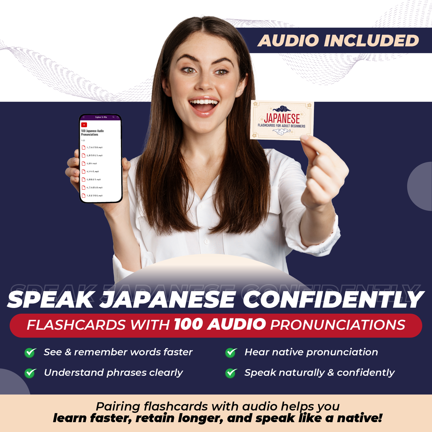 Tarjetas de vocabulario japonés para principiantes: 100 palabras y frases esenciales para la conversación diaria