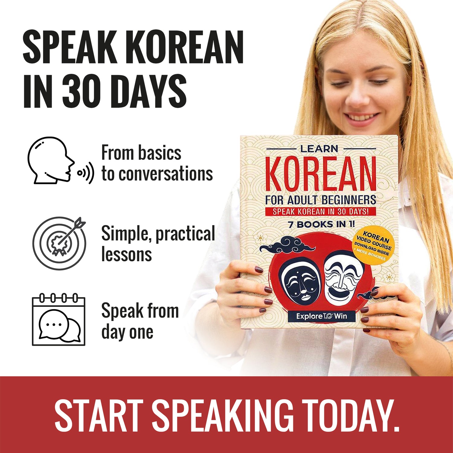 Learn Korean for Adult Beginners: 7 Books in 1: Speak Korean In 30 Days!