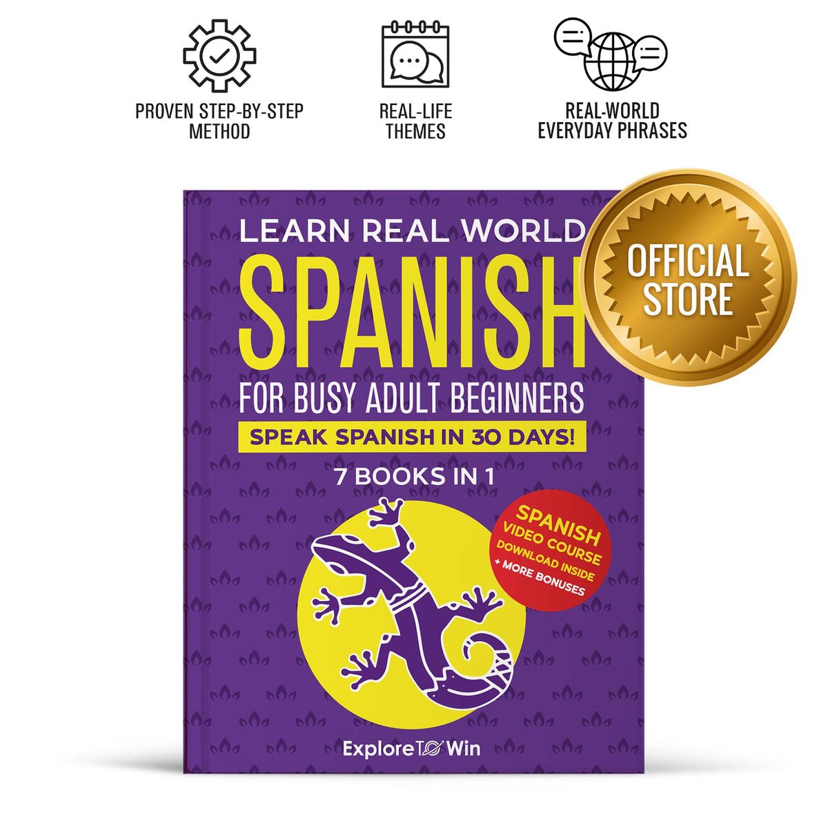 Learn Real World Spanish for busy adult beginners, 7 books in 1 