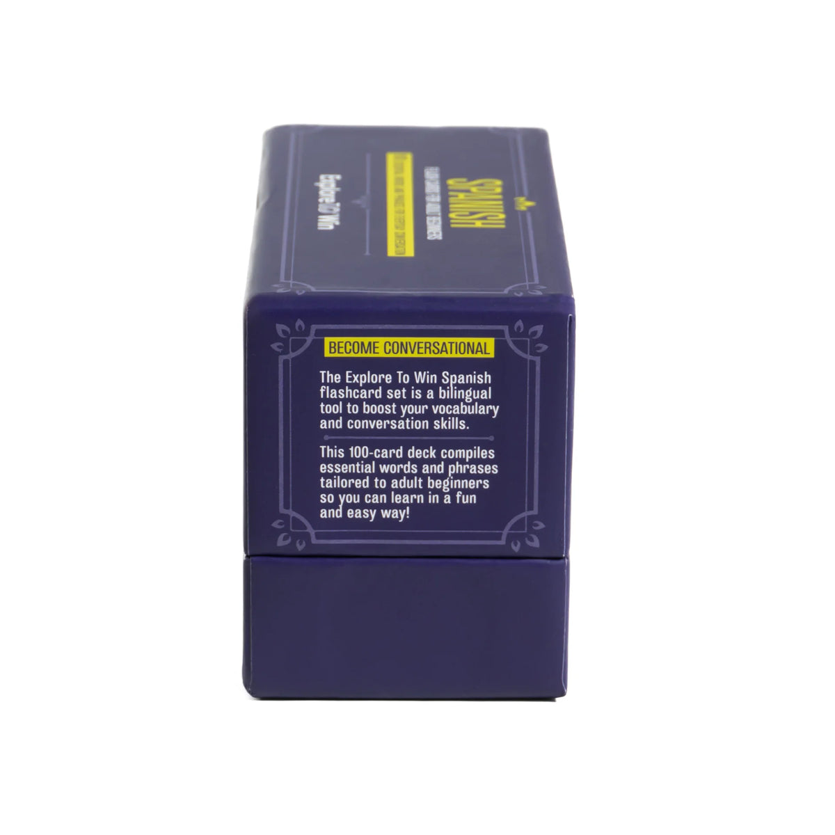 Side of the Spanish flashcard box, second view 