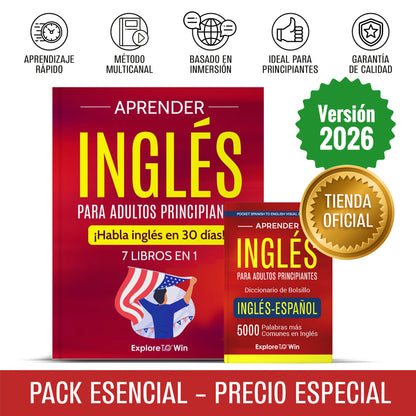 Aprender inglés para adultos principiantes: 7 libros en 1 + Diccionario de bolsillo inglés-español: ¡Habla inglés en 30 días!
