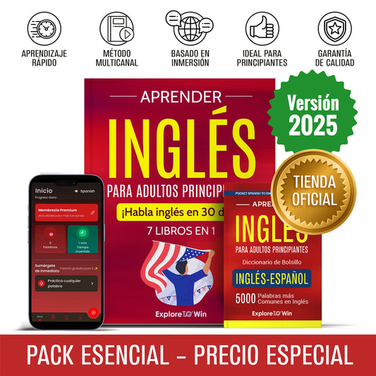Aprender inglés para adultos principiantes: 7 libros en 1 + Diccionario de bolsillo inglés-español: ¡Habla inglés en 30 días!