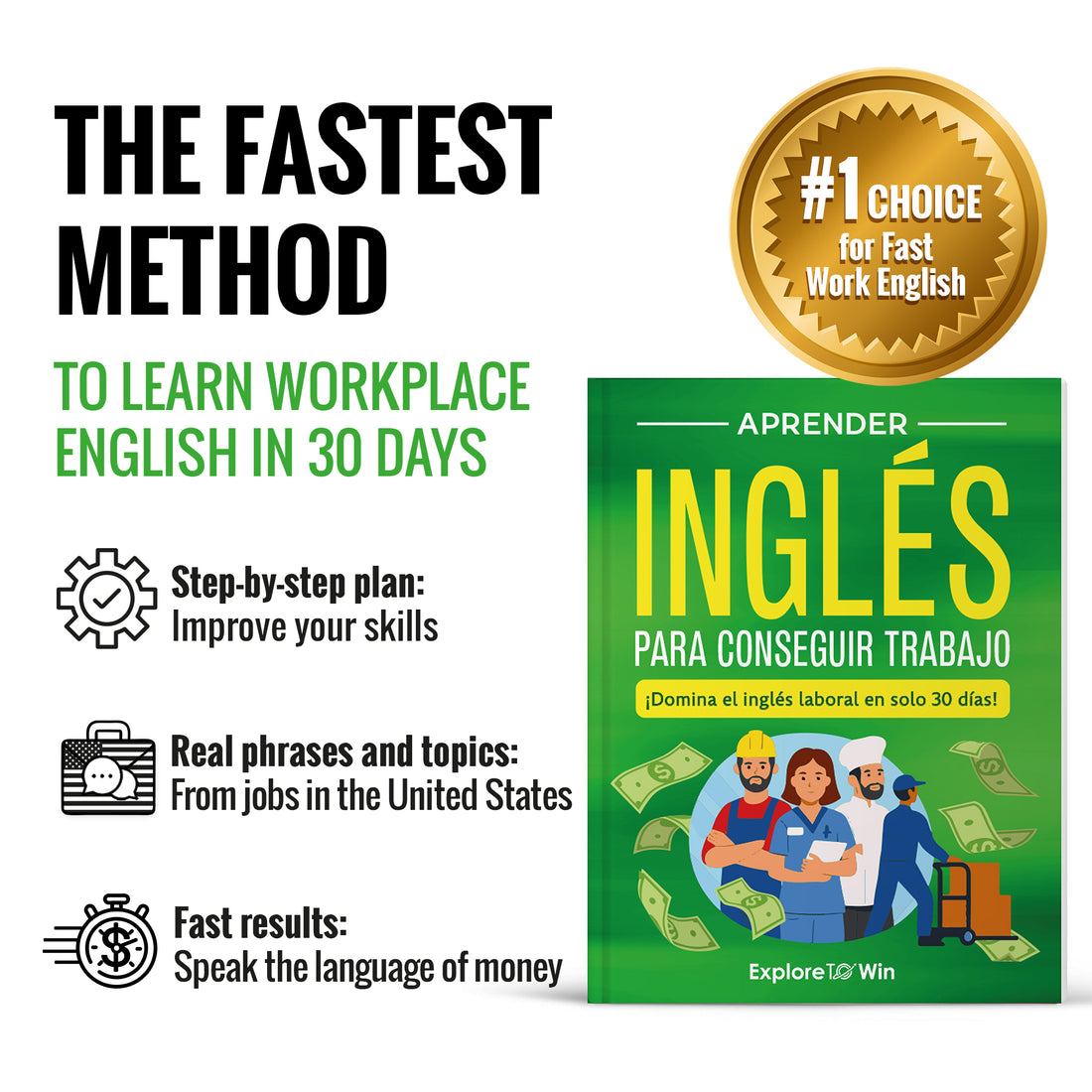 Aprender inglés para el lugar de trabajo: ¡Domina el inglés laboral en solo 30 días! – Incluye vocabulario esencial, frases para entrevistas y conversaciones reales para hispanohablantes