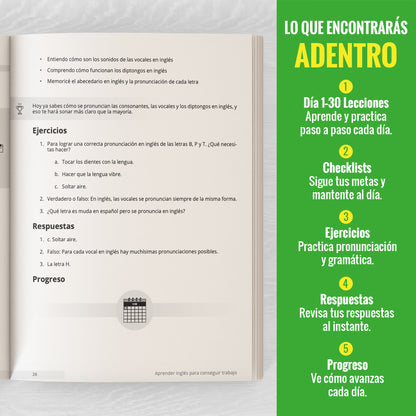 Aprender inglés para el lugar de trabajo: ¡Domina el inglés laboral en solo 30 días! – Incluye vocabulario esencial, frases para entrevistas y conversaciones reales para hispanohablantes
