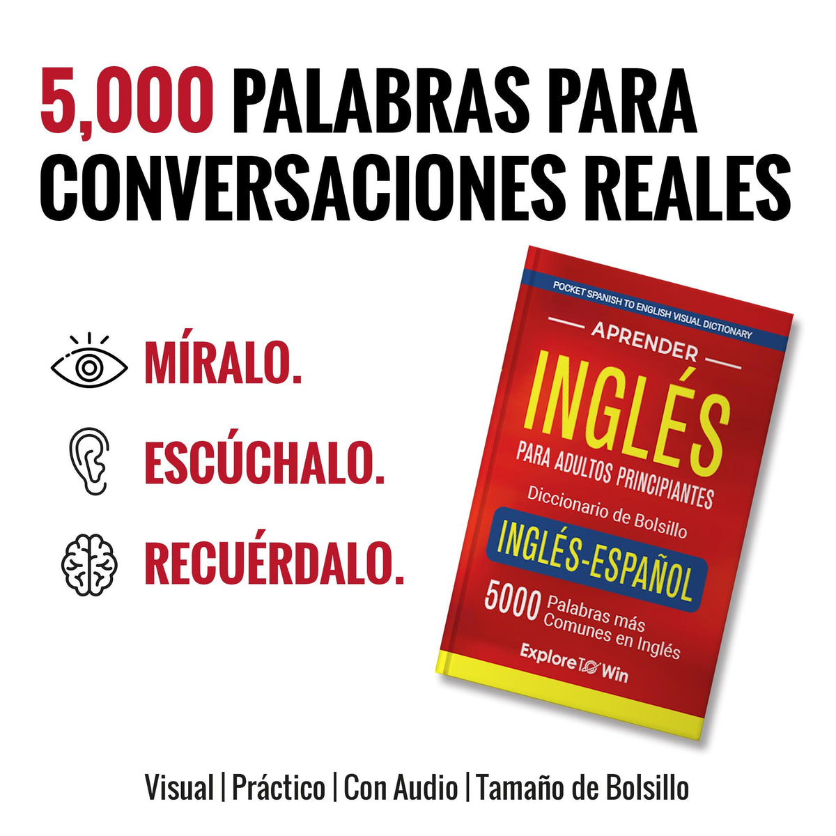 Aprender inglés para adultos principiantes – Diccionario de bolsillo inglés-español: 5000 palabras más comunes en inglés (Pocket Spanish to English Visual Dictionary)