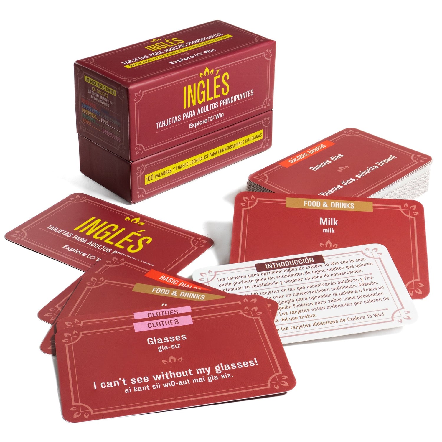 Tarjetas bilingües de inglés organizadas por tema 