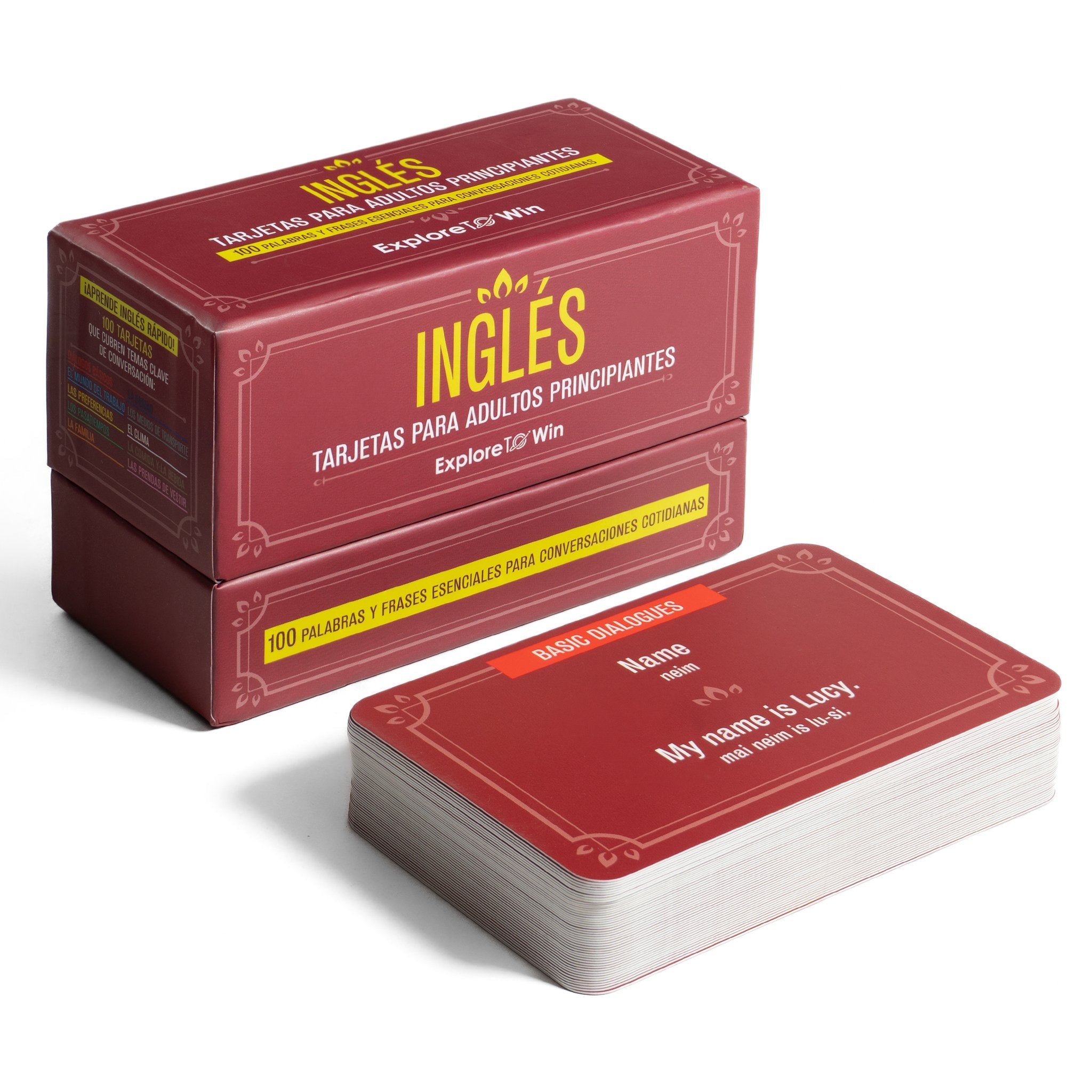 Set de 100 tarjetas de inglés con ejemplos en contexto 